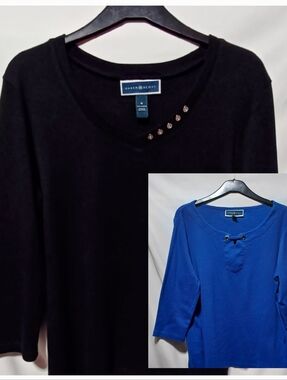 Lot/2 Karen Scott Women's M Tops 1 Black 1 Blue
